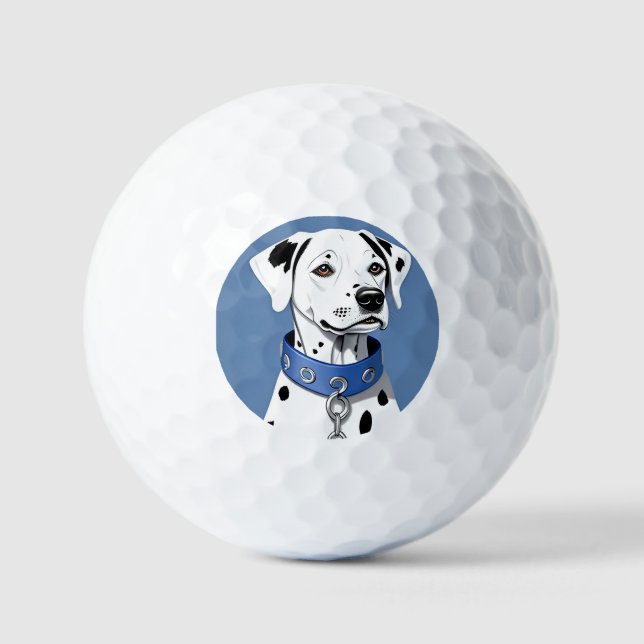 Dalmatian Dog Wearing a Blue Collar Golf Balls (Front)