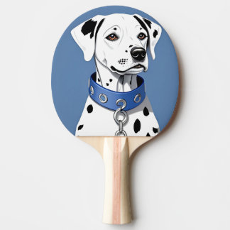 Dalmatian Dog Wearing a Blue Collar Ping Pong Paddle
