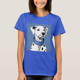 Dalmatian Dog Wearing a Blue Collar T-Shirt