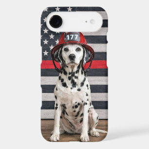Dalmatian Dog Wearing a Fireman Helmet