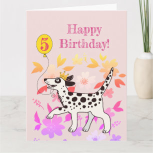 Dalmatian dog wishes happy fifth birthday! card