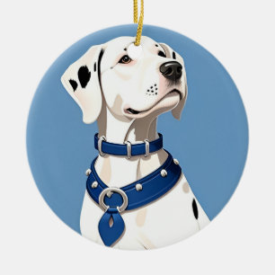 Dalmatian Dog With Blue Collar Ceramic Ornament