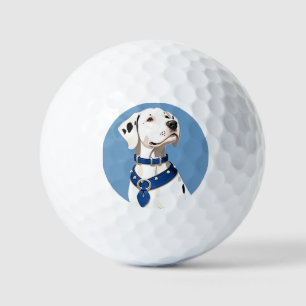Dalmatian Dog With Blue Collar Golf Balls