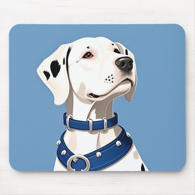 Dalmatian Dog With Blue Collar Mouse Pad (Front)