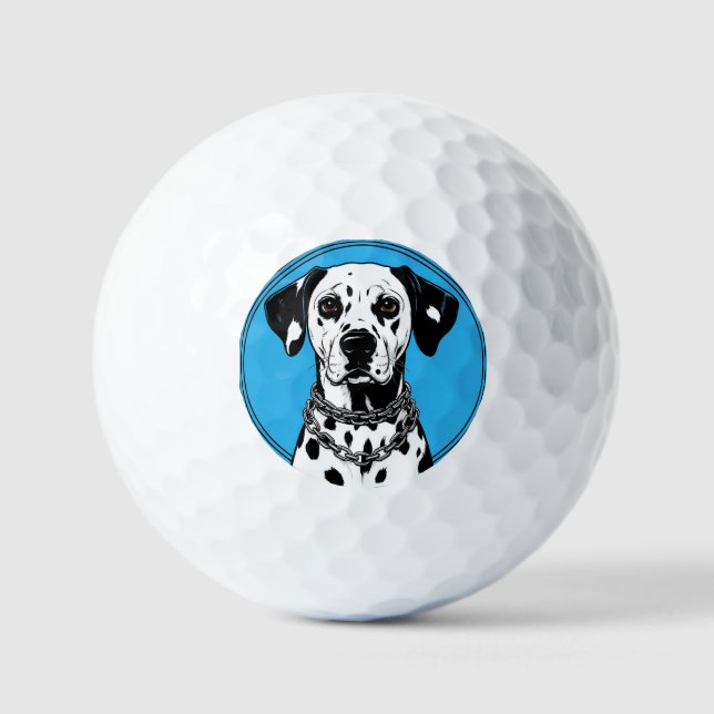 Dalmatian Dog With Chain Collar Golf Balls (Front)