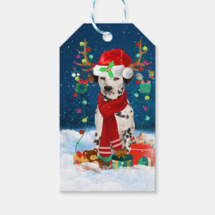 Dalmatian dog with Christmas gifts Gift Tags