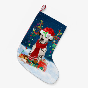 Dalmatian dog with Christmas gifts Small Christmas Stocking