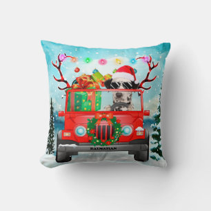 Dalmatian dog with Christmas gifts Throw Pillow