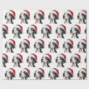 Dalmatian Dog with Santa Hat Wrapping Paper