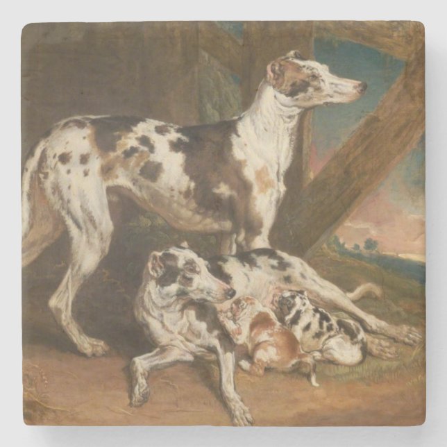 Dalmatian Dogs (by James Ward) Stone Coaster (Front)