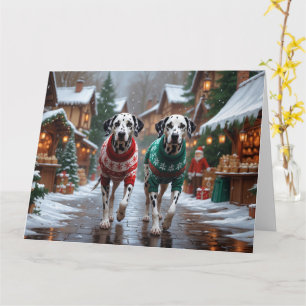 Dalmatian Dogs Christmas Snow Holiday  Card