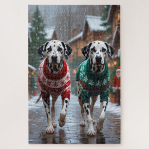 Dalmatian Dogs Christmas Snow Holiday  Jigsaw Puzzle
