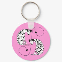 Dalmatian dogs  Metal Circle Keychain