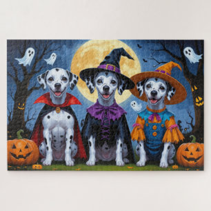 Dalmatian Dogs Pumpkin Halloween Funny Jigsaw Puzzle