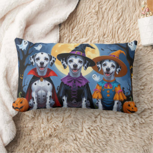 Dalmatian Dogs Pumpkin Halloween Funny Lumbar Pillow