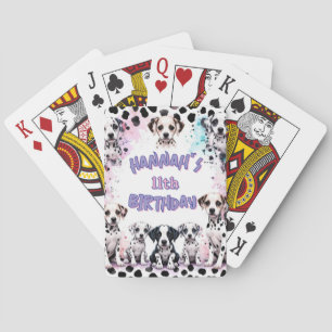 Dalmatian Dogs Purple Watercolor Birthday Party Playing Cards