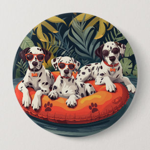 Dalmatian Dogs Summer Pineapple Pool Float 4 Inch Round Button