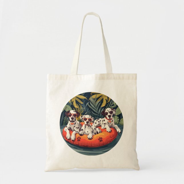 Dalmatian Dogs Summer Pineapple Pool Float Tote Bag (Front)