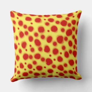 dalmatian dots animal print red and yellow spot throw pillow
