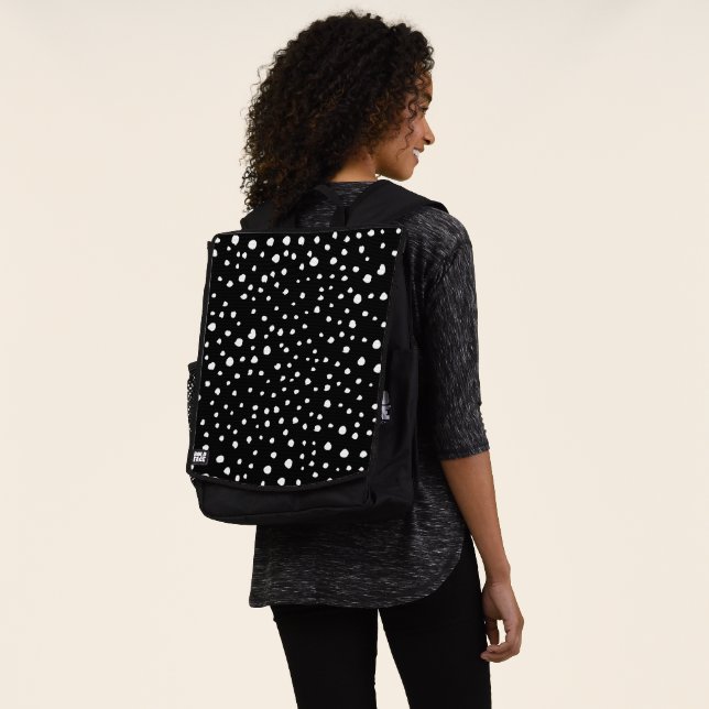 Dalmatian Dots, Dalmatian Spots, Black and White Backpack (Worn)