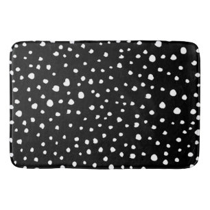 Dalmatian Dots, Dalmatian Spots, Black and White Bath Mat