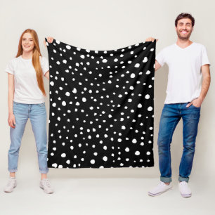 Dalmatian Dots, Dalmatian Spots, Black and White Fleece Blanket