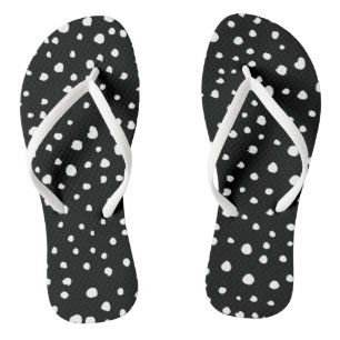 Dalmatian Dots, Dalmatian Spots, Black and White Flip Flops