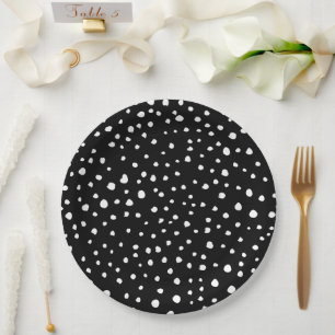 Dalmatian Dots, Dalmatian Spots, Black and White Paper Plate