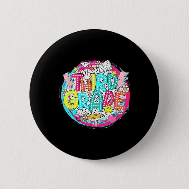 Dalmatian Dots Dream 3rd Team Third Grade Teacher  2 Inch Round Button (Front)
