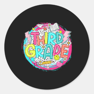 Dalmatian Dots Dream 3rd Team Third Grade Teacher  Classic Round Sticker