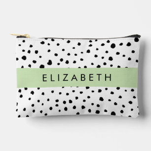 Dalmatian Dots, Spots, Black and White, Your Name Accessory Pouch
