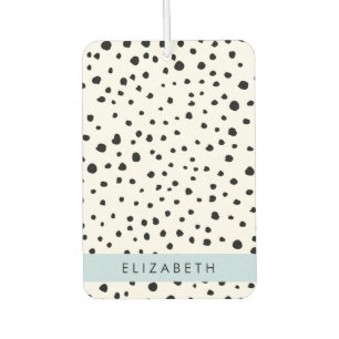 Dalmatian Dots, Spots, Black and White, Your Name Air Freshener
