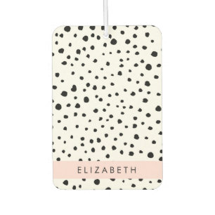 Dalmatian Dots, Spots, Black and White, Your Name Air Freshener