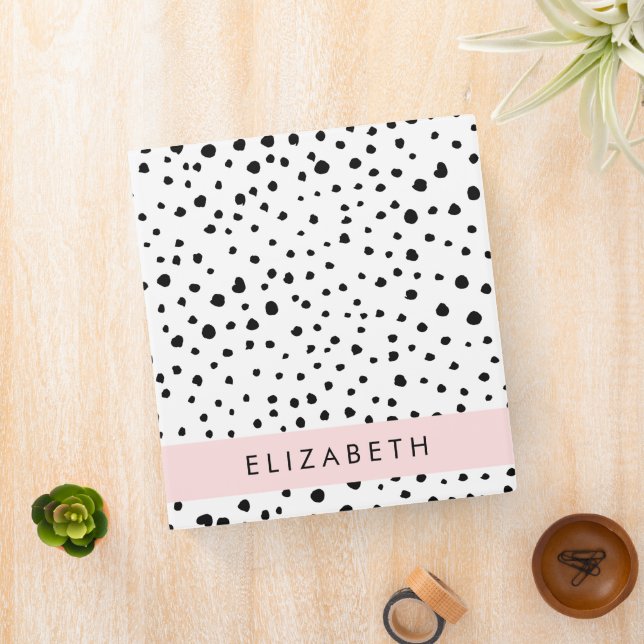 Dalmatian Dots, Spots, Black and White, Your Name Binder (In Situ)