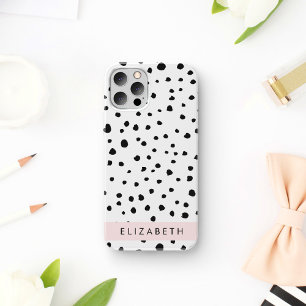 Dalmatian Dots, Spots, Black and White, Your Name iPhone 12 Pro Case
