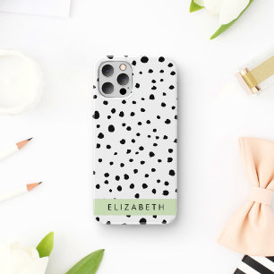 Dalmatian Dots, Spots, Black and White, Your Name iPhone 12 Pro Case