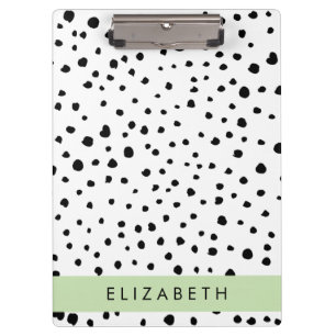 Dalmatian Dots, Spots, Black and White, Your Name Clipboard