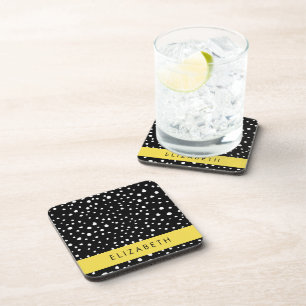 Dalmatian Dots, Spots, Black and White, Your Name Coaster