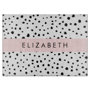 Dalmatian Dots, Spots, Black and White, Your Name Cutting Board