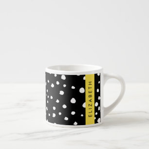 Dalmatian Dots, Spots, Black and White, Your Name Espresso Cup