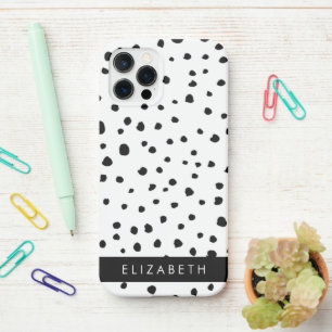 Dalmatian Dots, Spots, Black and White, Your Name iPhone 12 Pro Case