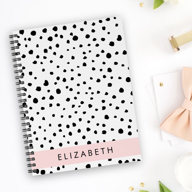 Dalmatian Dots, Spots, Black and White, Your Name Notebook (Creator Uploaded)