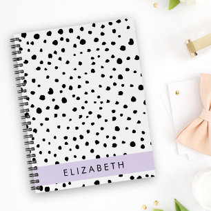 Dalmatian Dots, Spots, Black and White, Your Name Notebook