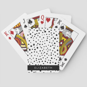 Dalmatian Dots, Spots, Black and White, Your Name Playing Cards