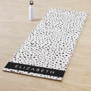 Dalmatian Dots, Spots, Black and White, Your Name Yoga Mat