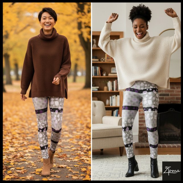 Dalmatian Dots with black broad lines  Leggings (Creator Uploaded)
