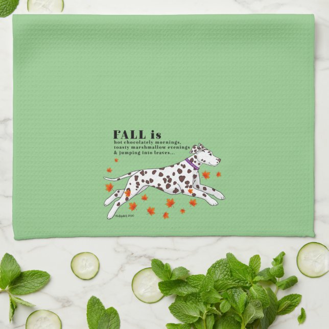Dalmatian Fall Celebration Kitchen Towel (Folded)