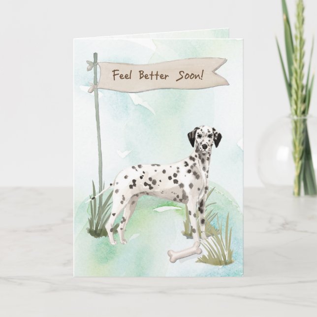 Dalmatian Feel Better After Surgery with Dog Card (Front)