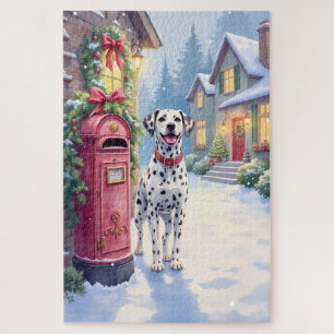 Dalmatian Festive Mailbox Christmas Art Jigsaw Puzzle