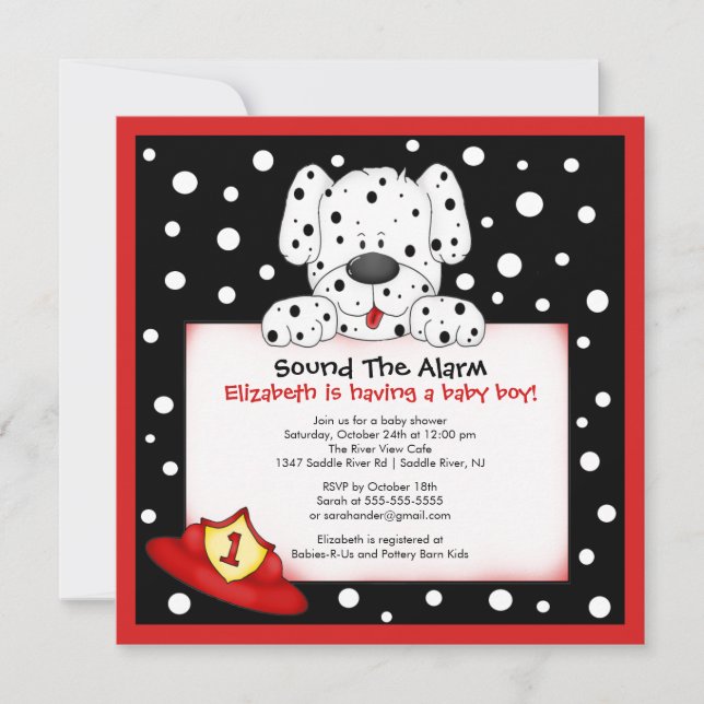 Dalmatian Fireman Boy Baby Shower Invitation (Front)